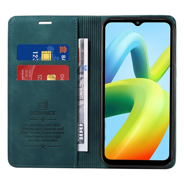 BETOPNICE 003 Para Xiaomi Redmi A1+ 4G / A2+ 4G / Poco C50 4G / Poco C51 4G Carteira de Telefone de Couro com Bloqueio RFID (com Orifício para Impressão Digital) - Verde