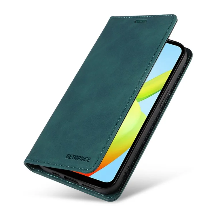 BETOPNICE 003 Para Xiaomi Redmi A1+ 4G / A2+ 4G / Poco C50 4G / Poco C51 4G Carteira de Telefone de Couro com Bloqueio RFID (com Orifício para Impressão Digital) - Verde