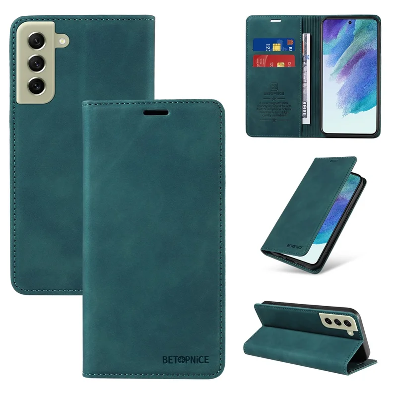 BETOPNICE 003 Anti-scratch Cover for Samsung Galaxy S22 5G RFID Blocking Phone Wallet Leather Stand Case - Green