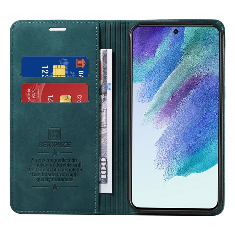 BETOPNICE 003 Anti-scratch Cover for Samsung Galaxy S22 5G RFID Blocking Phone Wallet Leather Stand Case - Green