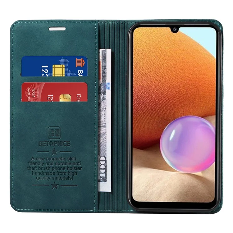 BETOPNICE 003 Brieftaschencover für Samsung Galaxy A32 5G / M32 5G RFID-blockierender Lederhalter - Grün