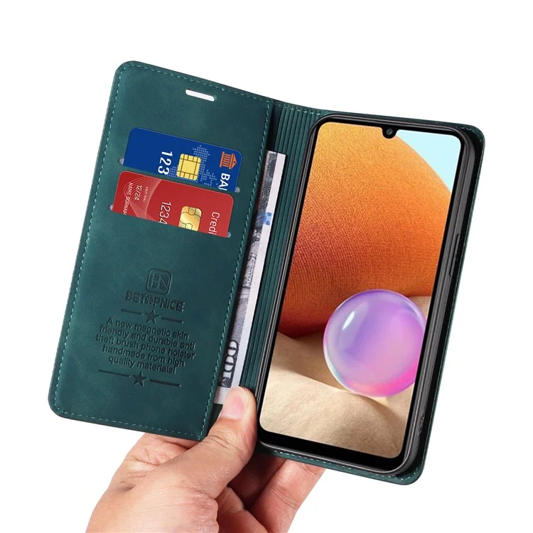 BETOPNICE 003 Brieftaschencover für Samsung Galaxy A32 5G / M32 5G RFID-blockierender Lederhalter - Grün