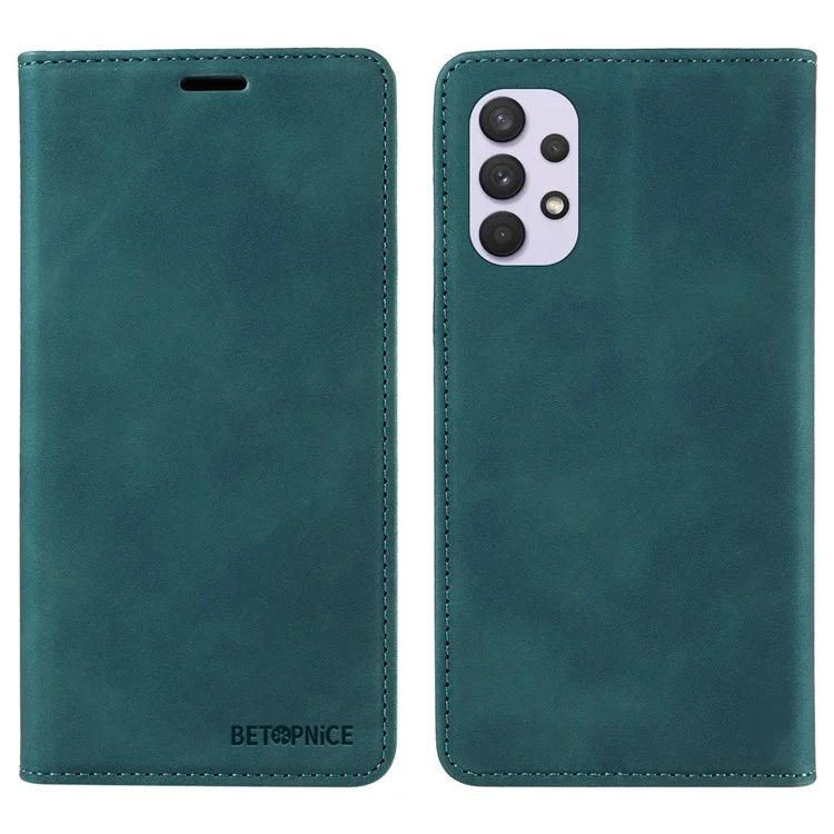 Capa de telefone BETOPNICE 003 para Samsung Galaxy A32 4G (versão da UE) Carteira de bloqueio RFID Caso de pé de couro - Verde
