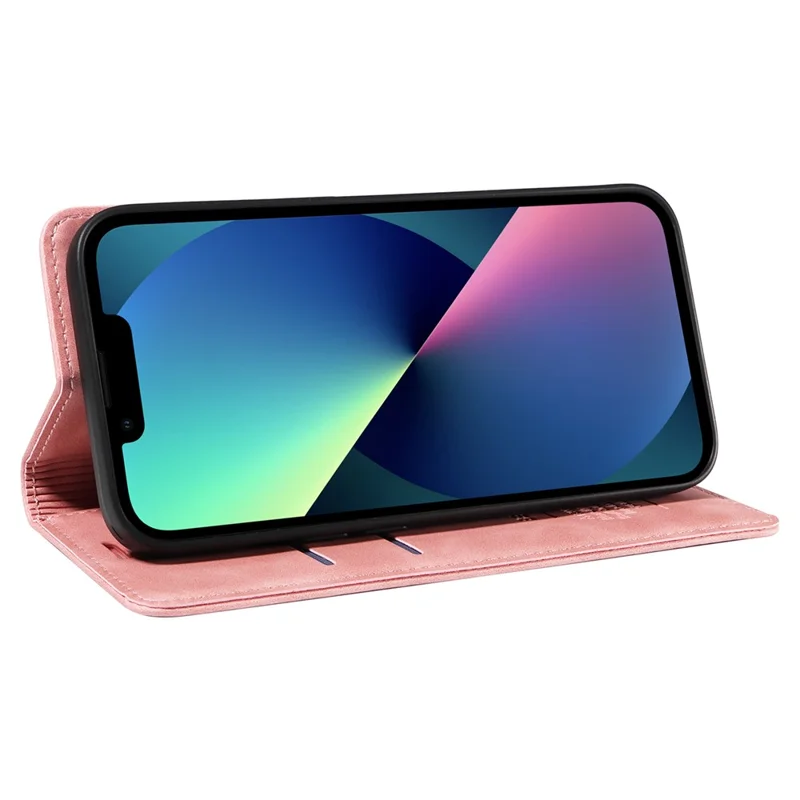BETOPNICE 003 Para iPhone 13 mini 5.4 polegadas Capa de Telefone Celular RFID Blocking Wallet Leather Stand Case - Rosa