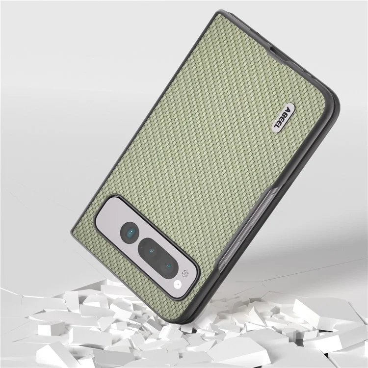 ABEEL para Google Pixel Fold, Funda de teléfono de piel PU + PC dura con textura de fibra de carbono, diseño plegable a prueba de golpes - Verde
