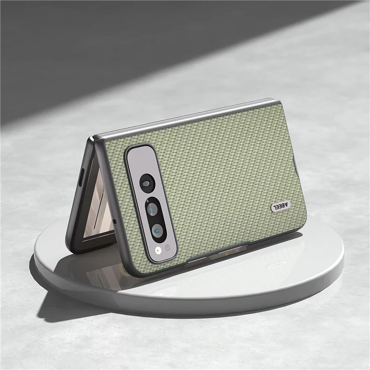 ABEEL para Google Pixel Fold, Funda de teléfono de piel PU + PC dura con textura de fibra de carbono, diseño plegable a prueba de golpes - Verde