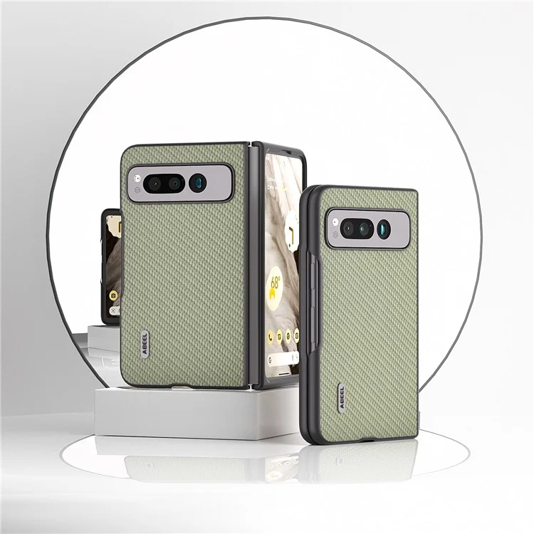 ABEEL para Google Pixel Fold, Funda de teléfono de piel PU + PC dura con textura de fibra de carbono, diseño plegable a prueba de golpes - Verde