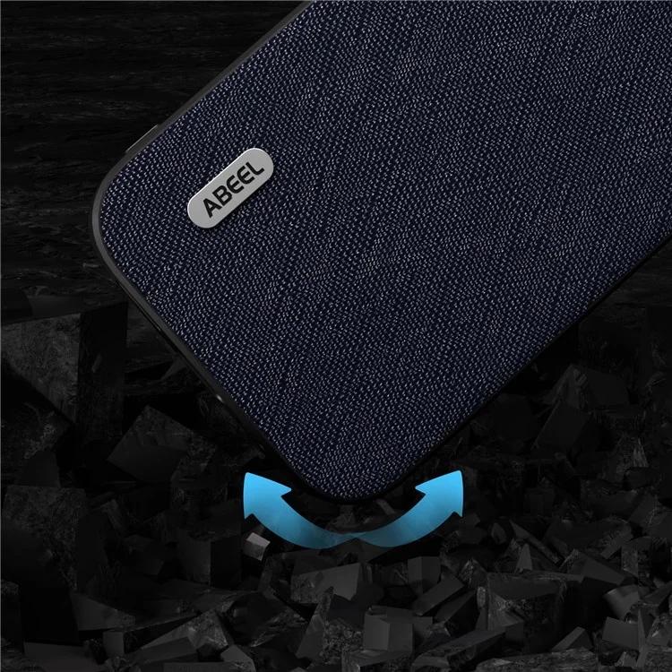 ABEEL Per iPhone 14 Plus Custodia per telefono con texture a croce Cowhide Leather + TPU + PC Cover - Blu
