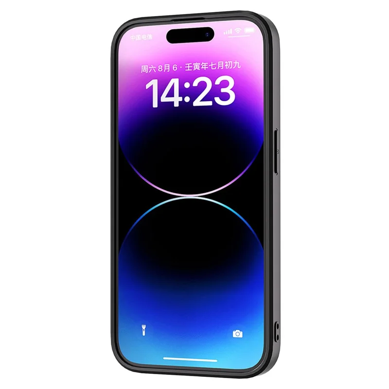 ABEEL Etui na iPhone 15 Plus z powłoką z naturalnej skóry wołowej TPU+PC, ochronna obudowa z fakturą litchi - Czarny