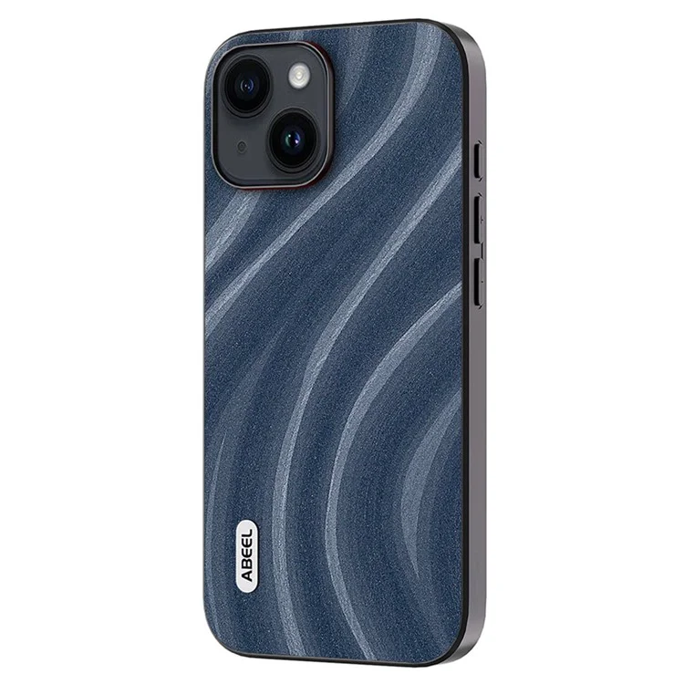 ABEEL Milky Way Series Phone Case for iPhone 15 , PU Leather Coated PC+TPU Anti-drop Cover - Blue
