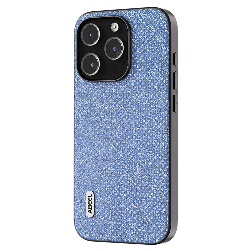 ABEEL For iPhone 14 Pro Max Shockproof PU Leather+PC+TPU Phone Case Glitter Rhinestone Texture Protective Cover - Blue
