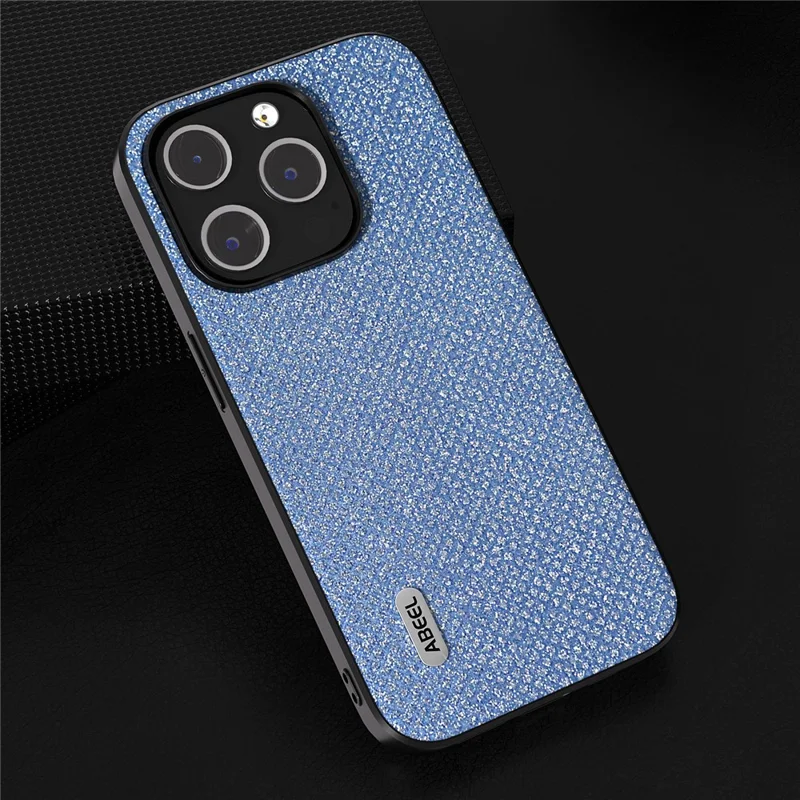 ABEEL For iPhone 14 Pro Max Shockproof PU Leather+PC+TPU Phone Case Glitter Rhinestone Texture Protective Cover - Blue
