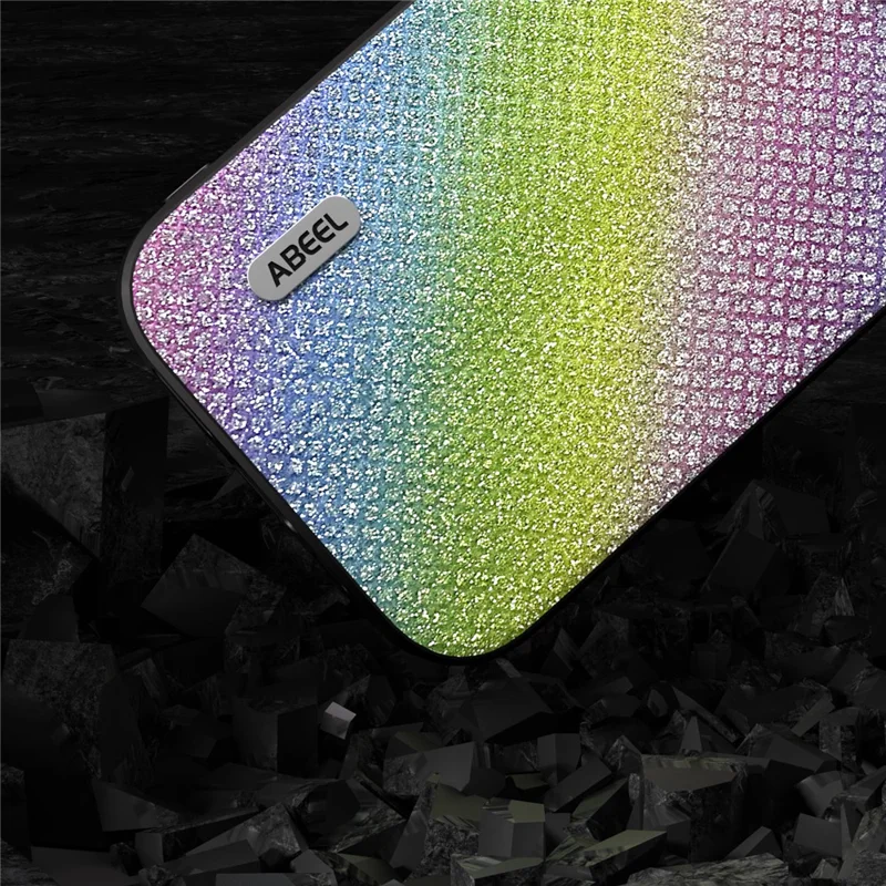 ABEEL For iPhone 14 Pro Max Shockproof PU Leather+PC+TPU Phone Case Glitter Rhinestone Texture Protective Cover - Multi-color