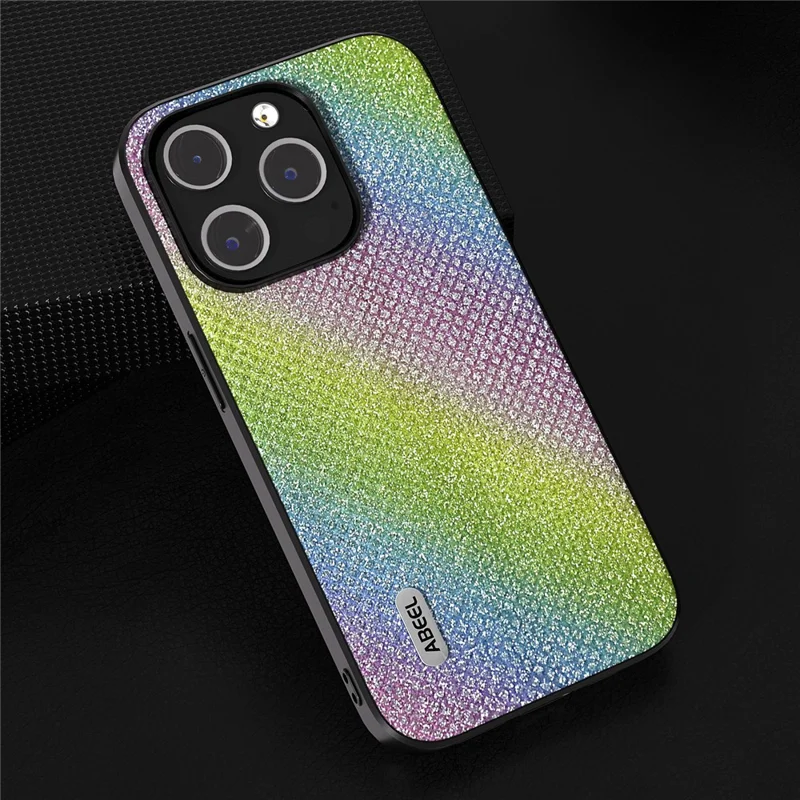 ABEEL For iPhone 14 Pro Rhinestone Texture Phone Case PU Leather+PC+TPU Anti-Scratch Cover - Multi-color