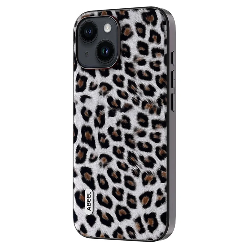 ABEEL For iPhone 14 Plus Phone Protector PU Leather Coated TPU + PC Shell Leopard Texture Case - Silver