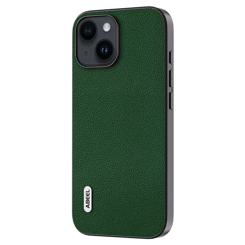 ABEEL для iPhone 14 Litchi Texture Case Anti-Drop Cowhide Leather + PC + TPU Чехол для телефона - Зеленый