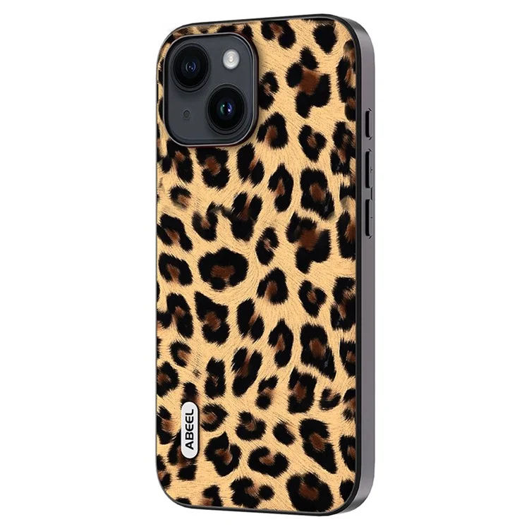 ABEEL Per iPhone 14 Custodia in pelle PU rivestita in TPU + PC Shell Texture Leopardo Antigraffio - Champagne Gold