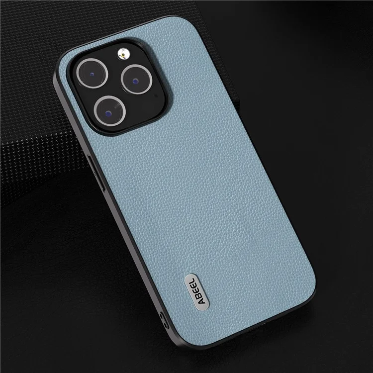 ABEEL для iPhone 13 Pro Litchi Texture Ultra Thin Case Cowhide Leather Coated PC + TPU Protective Phone Cover - Baby Blue