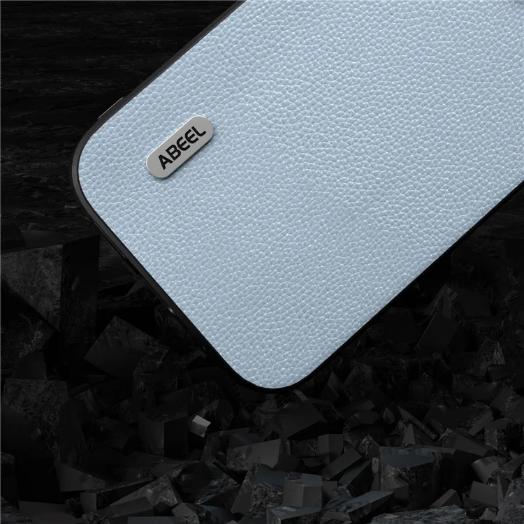 ABEEL для iPhone 13 Pro Litchi Texture Ultra Thin Case Cowhide Leather Coated PC + TPU Protective Phone Cover - Baby Blue