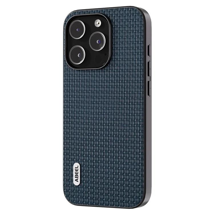 ABEEL For iPhone 13 Pro Phone Case Luxury Textured Cowhide Leather Coated PC+TPU Shockproof Cover - Blue