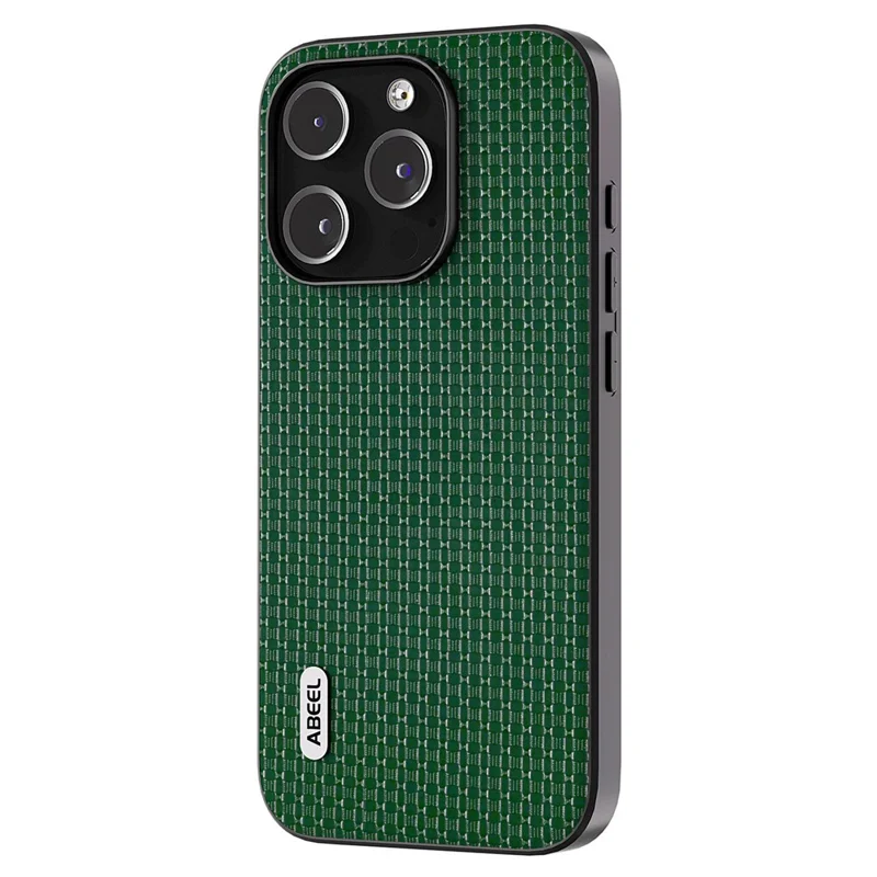 ABEEL For iPhone 13 Pro Phone Case Luxury Textured Cowhide Leather Coated PC+TPU Shockproof Cover - Green