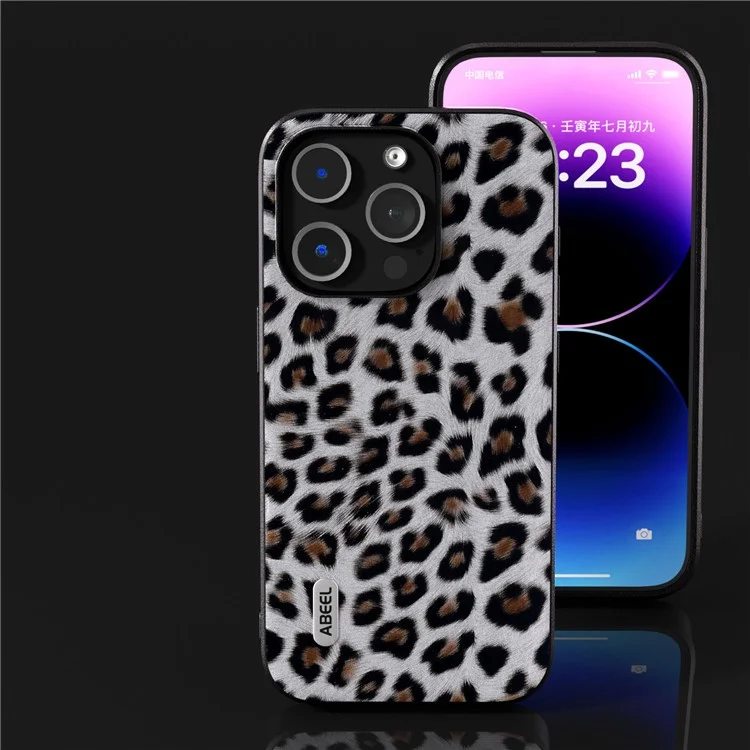 ABEEL Für iPhone 13 Pro Leopard Textur Schlanke Hülle PU-Leder + TPU + PC Handyhülle - Silber