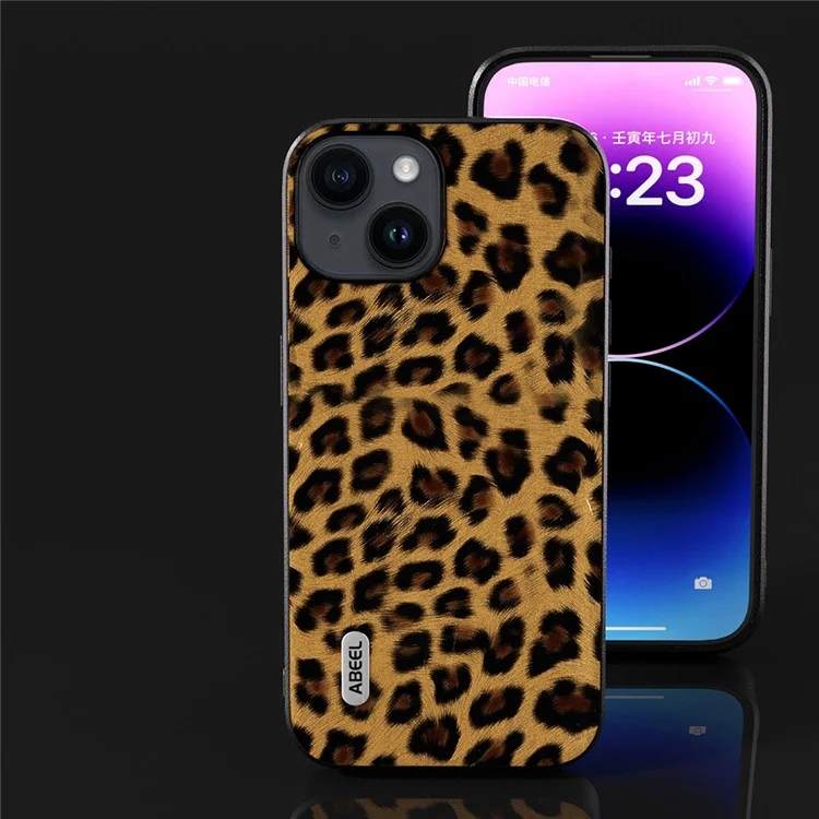 ABEEL Per iPhone 13 Leopard Texture Protective Shell PU Pelle + TPU + PC Cover Posteriore del telefono - Oro