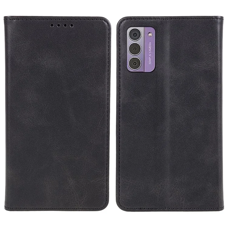Para Nokia G42 Textura de Bezerro Capa Flip de Carteira de Couro PU Resistente a Arranhões com Suporte - Preto