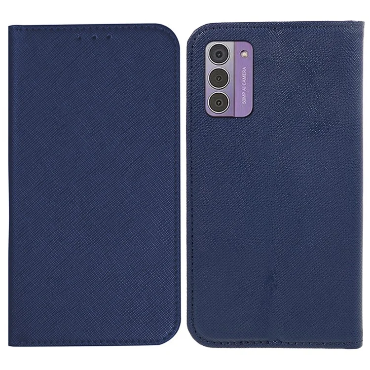 For Nokia G42 Flip Stand Wallet Shell Cross Texture PU Leather Shockproof Phone Case - Dark Blue
