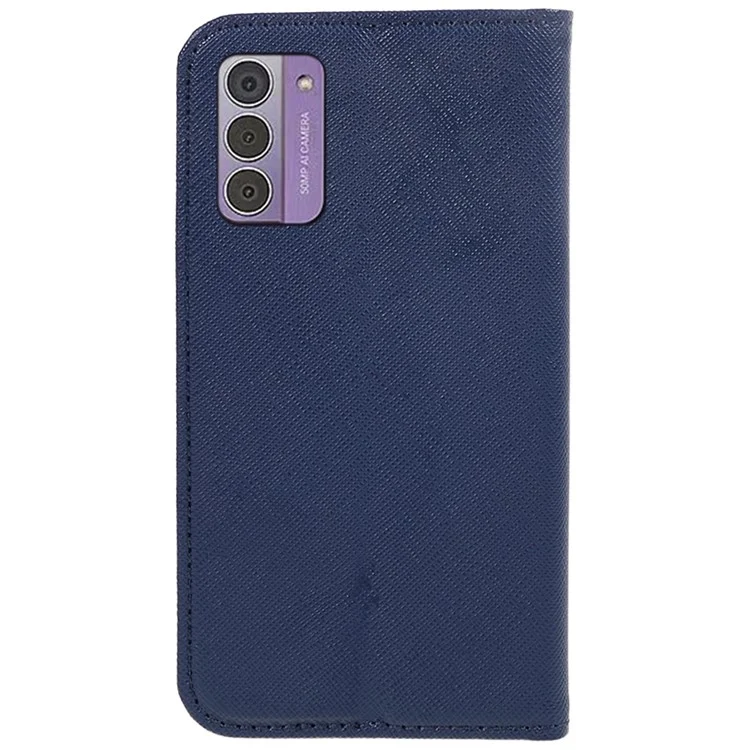 For Nokia G42 Flip Stand Wallet Shell Cross Texture PU Leather Shockproof Phone Case - Dark Blue
