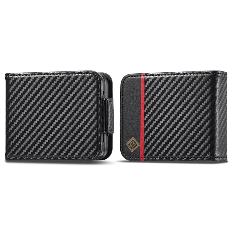 LC.IMEEKE Para Samsung Galaxy Z Flip3 5G Funda de cuero PU Textura de fibra de carbono Titular de tarjeta Funda de teléfono - Rayas verticales