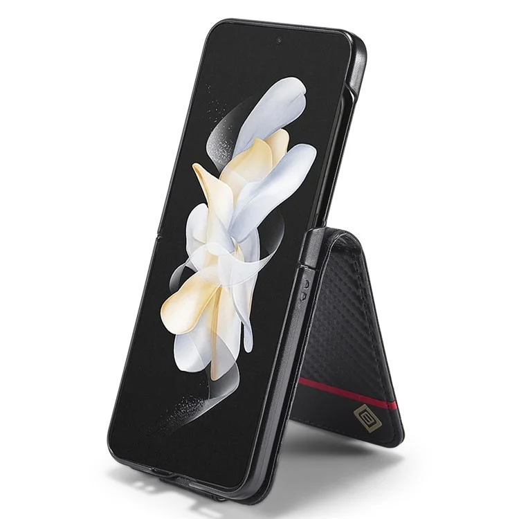 LC.IMEEKE Para Samsung Galaxy Z Flip3 5G Funda de cuero PU Textura de fibra de carbono Titular de tarjeta Funda de teléfono - Rayas verticales