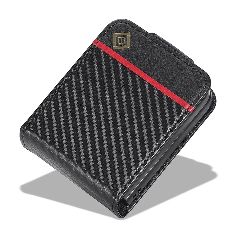 LC.IMEEKE Para Samsung Galaxy Z Flip3 5G Funda de cuero PU Textura de fibra de carbono Titular de tarjeta Funda de teléfono - Rayas verticales