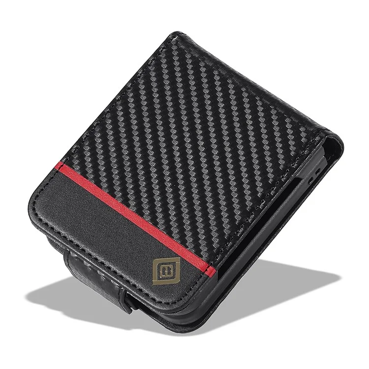 LC.IMEEKE Para Samsung Galaxy Z Flip3 5G Funda de cuero PU Textura de fibra de carbono Titular de tarjeta Funda de teléfono - Rayas verticales