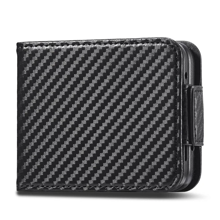 LC.IMEEKE Para Samsung Galaxy Z Flip3 5G Funda de cuero PU Textura de fibra de carbono Titular de tarjeta Funda de teléfono - Rayas verticales