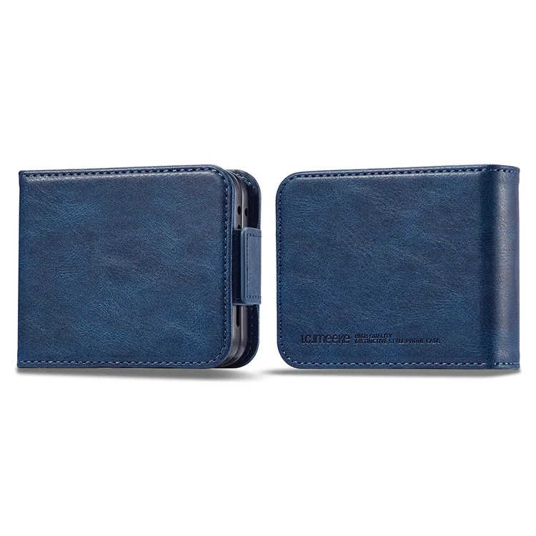 LC.IMEEKE Para Samsung Galaxy Z Flip5 5G Capa de Telefone em Couro PU com Bloqueio RFID e Slots para Cartões - Azul