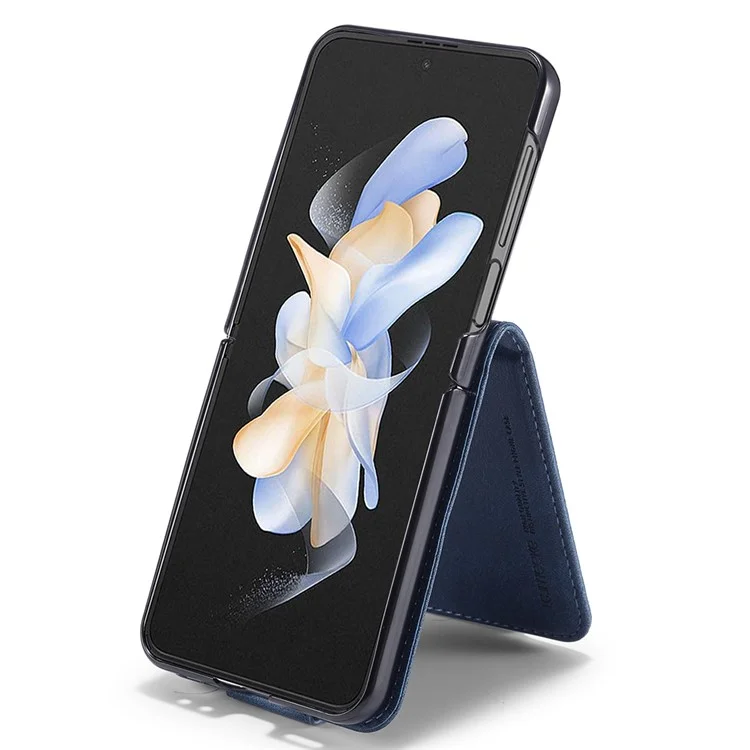 LC.IMEEKE Para Samsung Galaxy Z Flip5 5G Capa de Telefone em Couro PU com Bloqueio RFID e Slots para Cartões - Azul