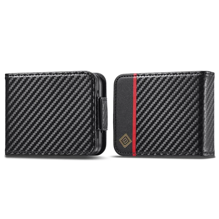 LC.IMEEKE Leather Phone Case for Samsung Galaxy Z Flip4 5G , Carbon Fiber Texture Card Slot Cover - Vertical Stripe