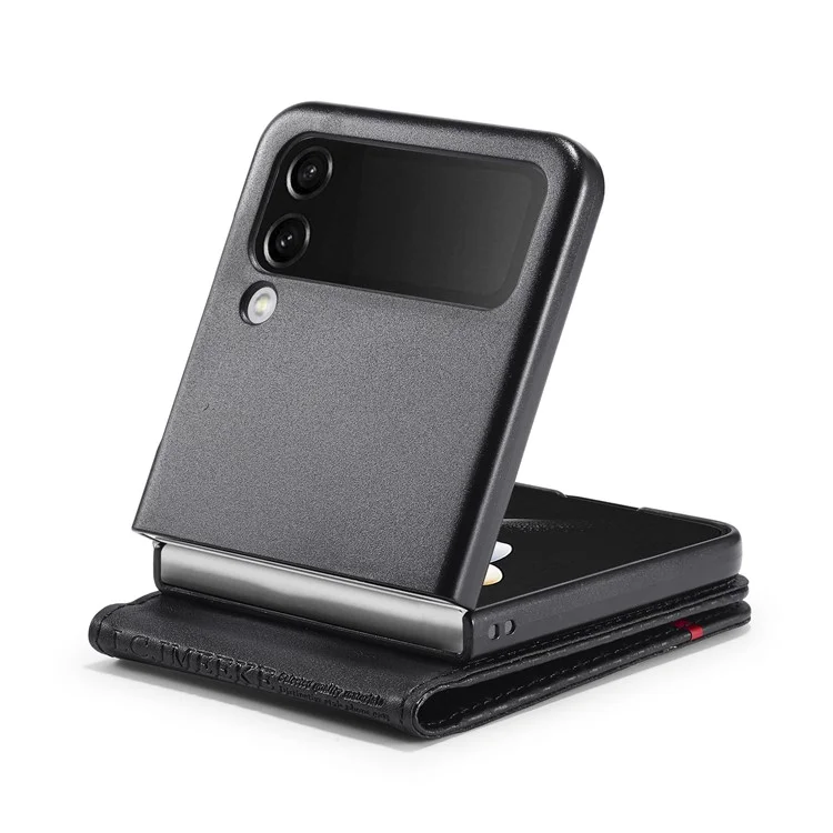 LC.IMEEKE Leather Phone Case for Samsung Galaxy Z Flip4 5G , Carbon Fiber Texture Card Slot Cover - Vertical Stripe