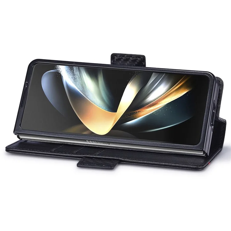 LC.IMEEKE для Samsung Galaxy Z Fold5 5G телефона Кожаный чехол с текстурой углеродного волокна Складной бумажник - вертикальная полоса