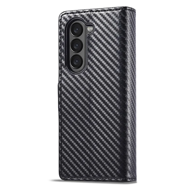 LC.IMEEKE для Samsung Galaxy Z Fold5 5G телефона Кожаный чехол с текстурой углеродного волокна Складной бумажник - вертикальная полоса