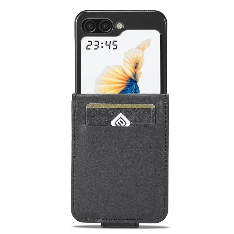 LC.IMEEKE For Samsung Galaxy Z Flip5 5G Card Holder Phone Case Carbon Fiber Texture Leather Phone Cover - Horizontal Stripe