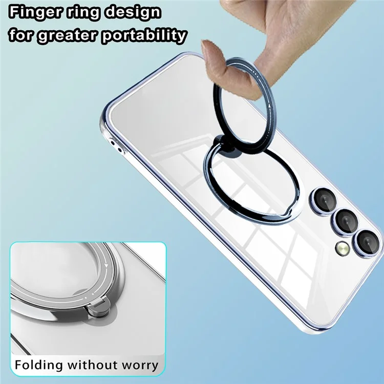 Phone Case for Samsung Galaxy A54 5G PC+TPU Rotation Kickstand Cover Compatible with MagSafe - Blue