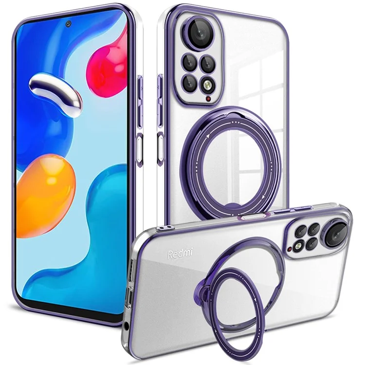 Per Xiaomi Redmi Note 11 4G (Qualcomm) / Note 11S 4G PC+TPU Cover Ring Kickstand Phone Case Compatible with MagSafe - Viola