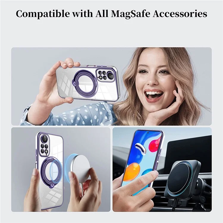 Per Xiaomi Redmi Note 11 4G (Qualcomm) / Note 11S 4G PC+TPU Cover Ring Kickstand Phone Case Compatible with MagSafe - Viola