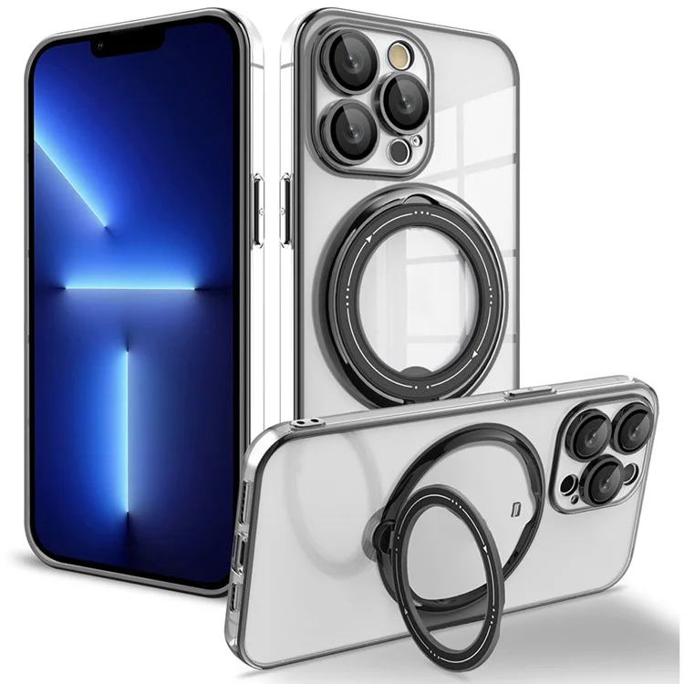 Kickstand Case for iPhone 13 Pro Max 6.7 inch PC+TPU Phone Cover Shockproof Phone Case Compatible with MagSafe - Black