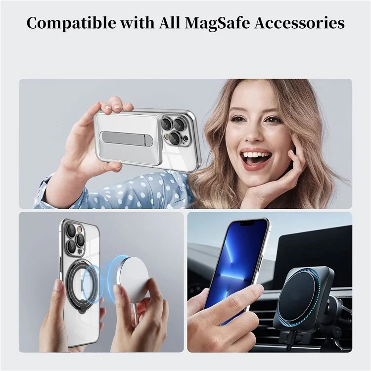 Kickstand Case for iPhone 13 Pro Max 6.7 inch PC+TPU Phone Cover Shockproof Phone Case Compatible with MagSafe - Black