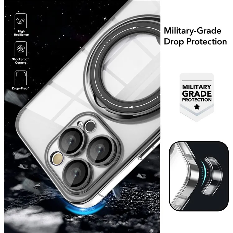 Kickstand Case for iPhone 13 Pro Max 6.7 inch PC+TPU Phone Cover Shockproof Phone Case Compatible with MagSafe - Black