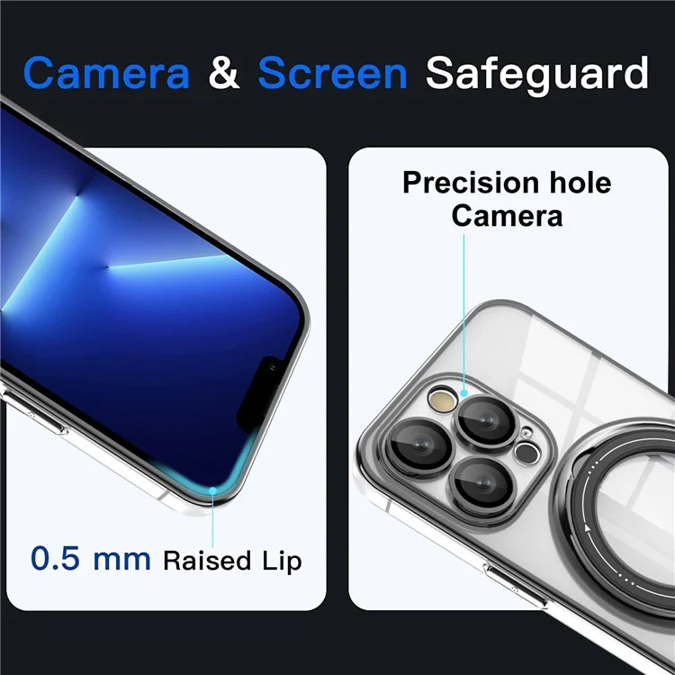 Kickstand Case for iPhone 13 Pro Max 6.7 inch PC+TPU Phone Cover Shockproof Phone Case Compatible with MagSafe - Black