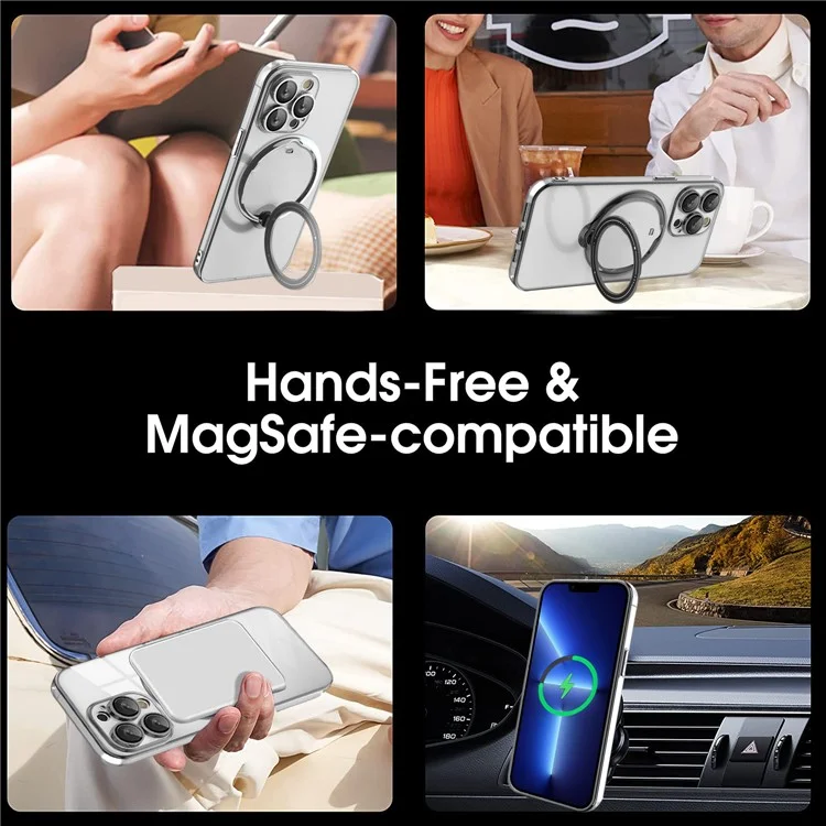 Kickstand Case for iPhone 13 Pro Max 6.7 inch PC+TPU Phone Cover Shockproof Phone Case Compatible with MagSafe - Black